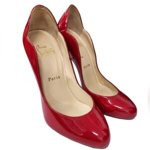 Christian Louboutin Wavy Dolly 100 Red Patent Leather Heels
